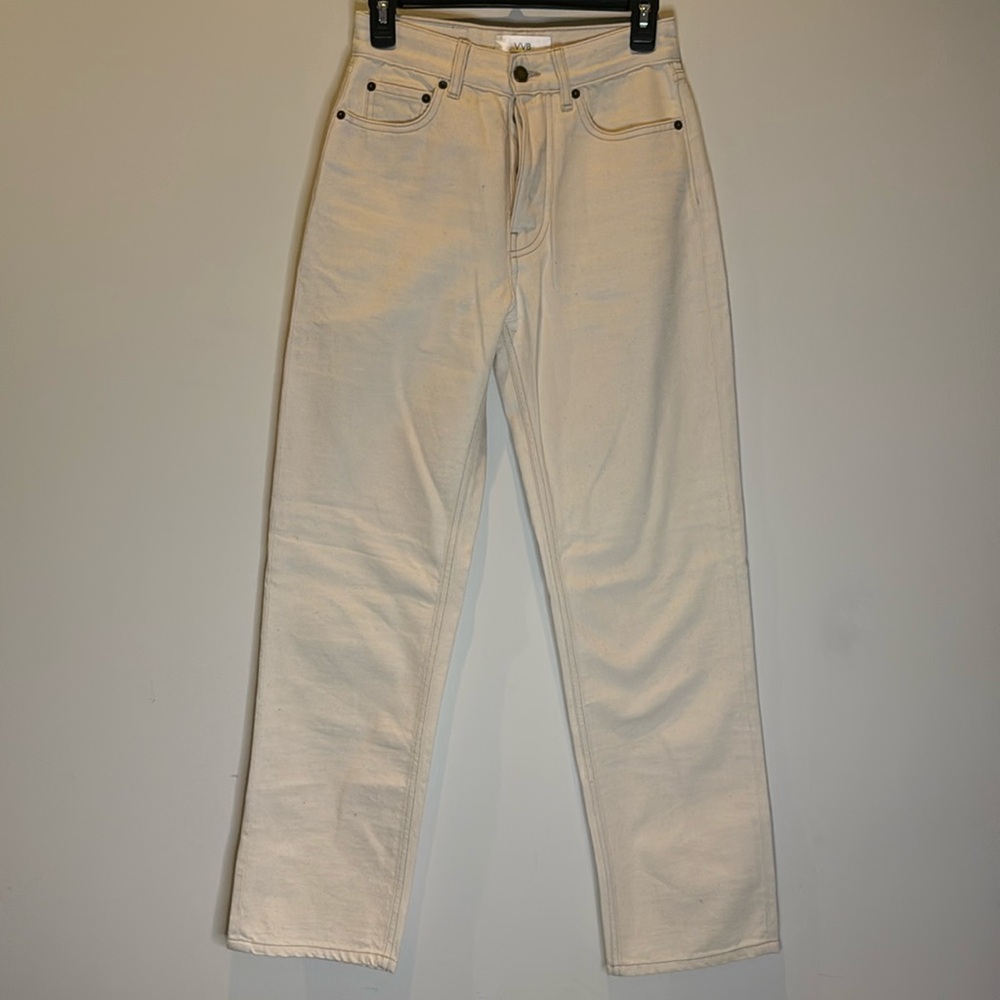 VVB Victoria Beckham Cream Wide Leg High Waisted Jeans - Size 26